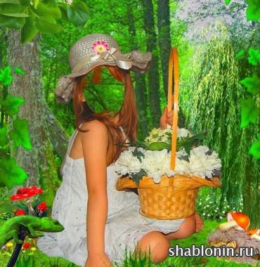 Шаблон для photoshop - Девочка в лесу