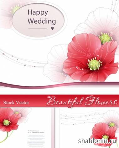Клипарт красные цветы в векторе - Счастливая свадьба