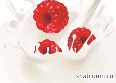 Векторный клипарт ягоды: клубника и малина в молоке