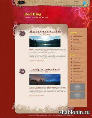 Бесплатный красный шаблон для блога / Red template Бесплатный красный шаблон для блога / Red template