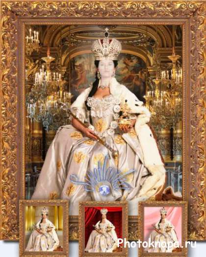 Женский шаблон для фото - Королева на золотом троне