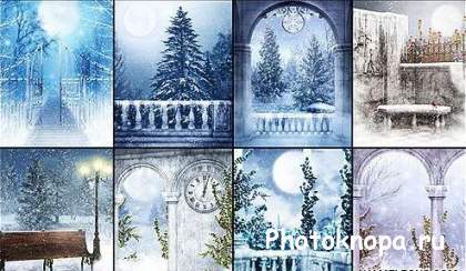 Зимние и снежные фоны для фотошопа / Winter Background