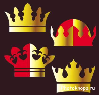 Царские и королевские золотые короны в векторе