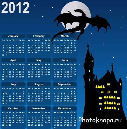 Векторные календари с драконами на 2012 год / Calendars Векторные календари с драконами на 2012 год / Calendars