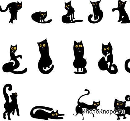 Силуэты кошек и котов в векторе Силуэты кошек и котов в векторе