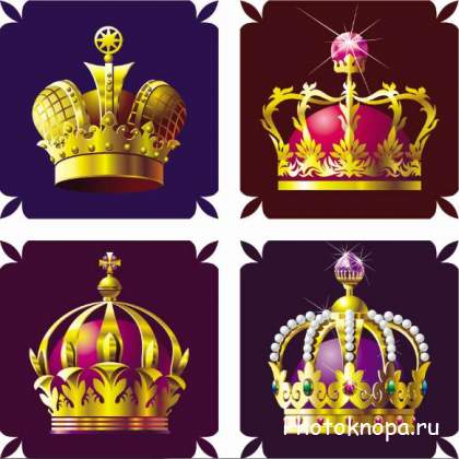 Царские и королевские золотые короны в векторе