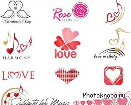 Романтические векторные логотипы (любовь)
