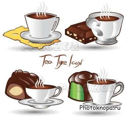 Чашка с черным кофе и шоколадными конфетами в векторе