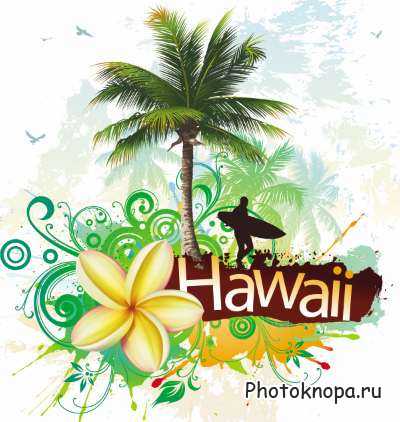 Тропические фоны в стиле гавайских островов в векторе