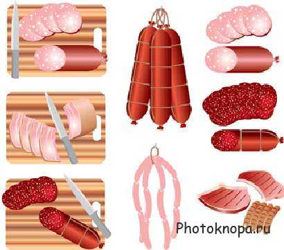 Мясные продукты в векторе (свинина, говядина)