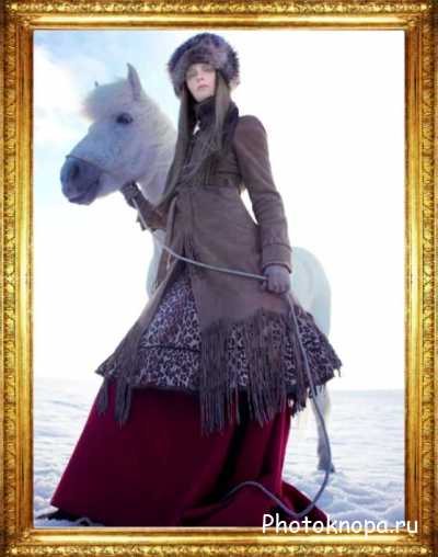 Женский шаблон для фотошопа - Девушки и лошади