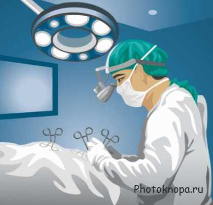 Врачи хирурги в операционной делают операцию - вектор