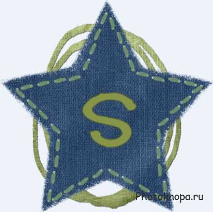 Буквы и цифры алфавита на джинсовой ткани в виде звезд Буквы и цифры алфавита на джинсовой ткани в виде звезд