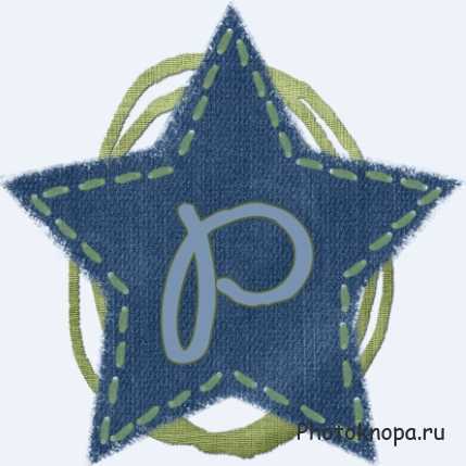 Буквы и цифры алфавита на джинсовой ткани в виде звезд Буквы и цифры алфавита на джинсовой ткани в виде звезд