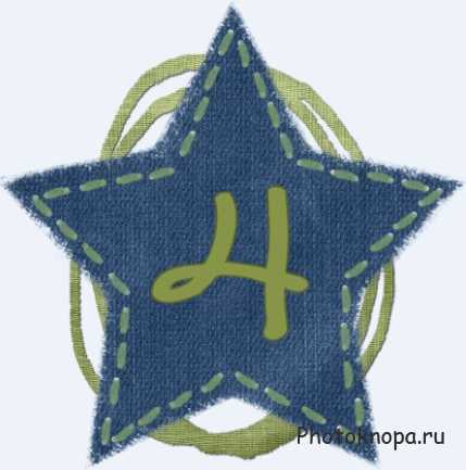 Буквы и цифры алфавита на джинсовой ткани в виде звезд Буквы и цифры алфавита на джинсовой ткани в виде звезд