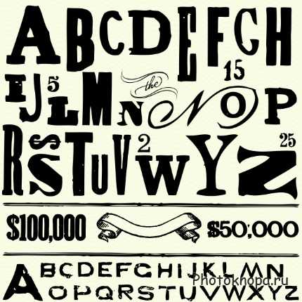 Старинные буквы алфавита в векторе - Old Alphabet
