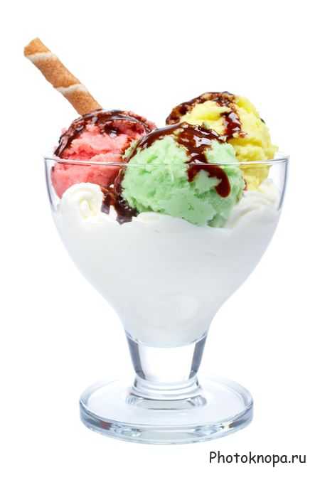 Мороженое фруктовое в стеклянной посуде - растровый клипарт