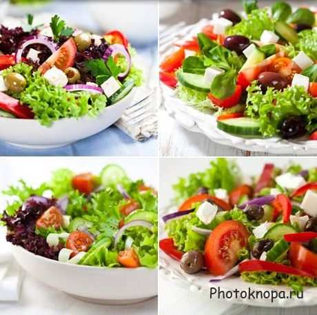 Свежие зеленые салаты для здорового питания - клипарт