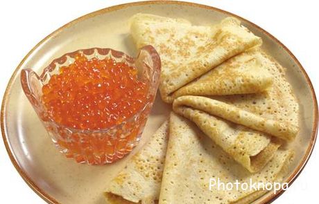 Русские блины с красной икрой и оладьи - растровый клипарт Русские блины с красной икрой и оладьи - растровый клипарт