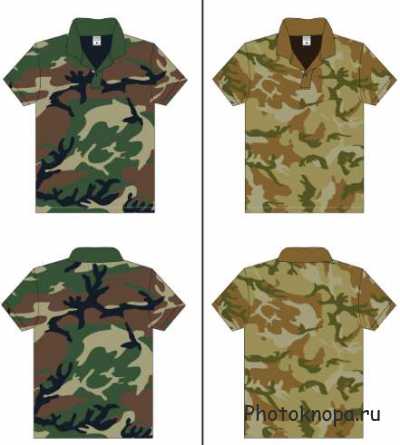Военные, армейские футболки защитного цвета в векторе