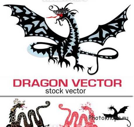 Разноцветные драконы 2012 года в векторе