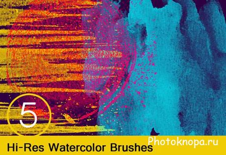 Акварельные краски кисти для фотошопа - Watercolor Brushes