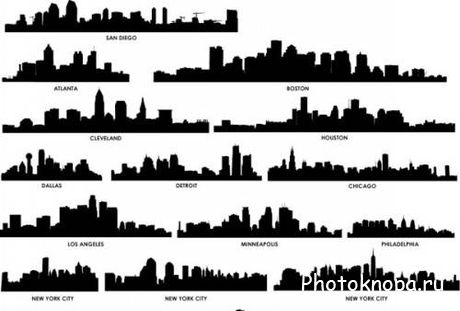 Города, люди, силуэты в векторе Города, люди, силуэты в векторе