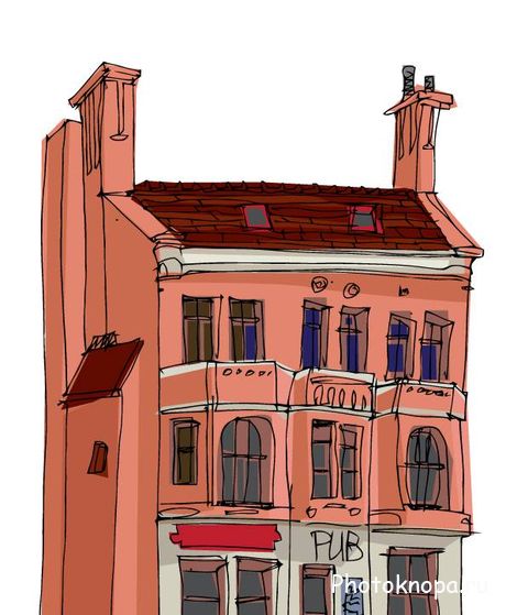 Старые фасады домов векторный клипарт - Old facades