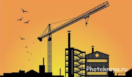 Строительные подъемные краны векторный клипарт - Cranes in city Строительные подъемные краны векторный клипарт - Cranes in city