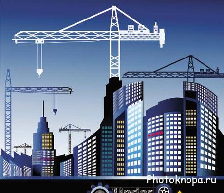 Строительные подъемные краны векторный клипарт - Cranes in city Строительные подъемные краны векторный клипарт - Cranes in city