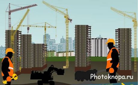 Строительство города - векторный клипарт Строительство города - векторный клипарт