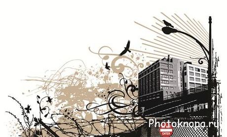Городские пейзажи - векторные клипарты Городские пейзажи - векторные клипарты