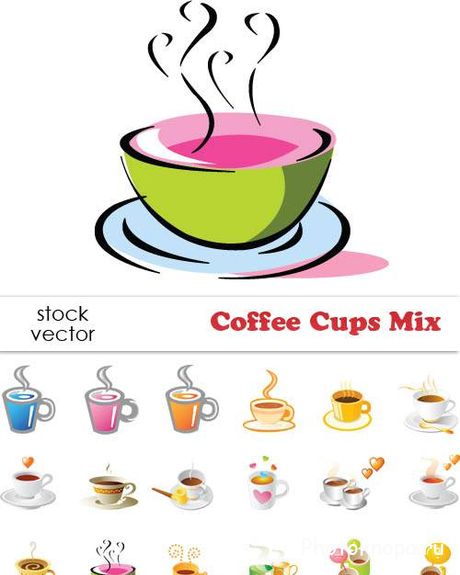 Чашки с кофе в векторе