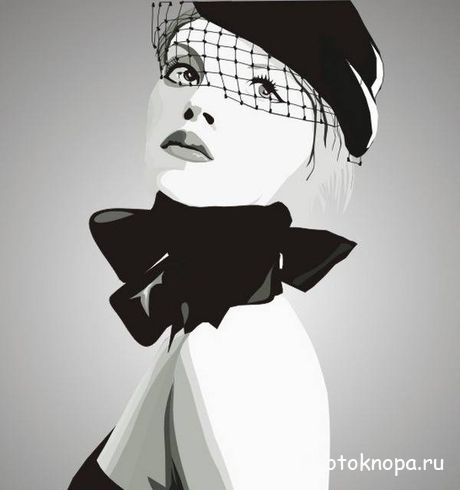 Черно-белые девушки на белом фоне в векторе Черно-белые девушки на белом фоне в векторе