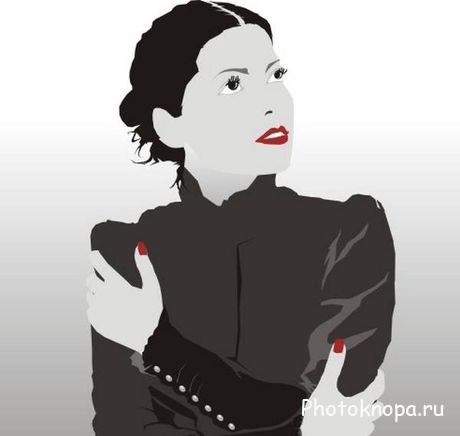 Черно-белые девушки на белом фоне в векторе Черно-белые девушки на белом фоне в векторе