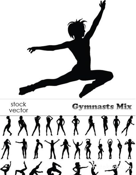 Гимнастика - девушки гимнастки в векторе