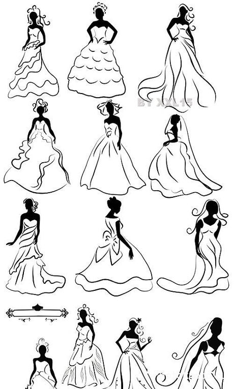 Невеста в свадебном платье - векторный клипарт