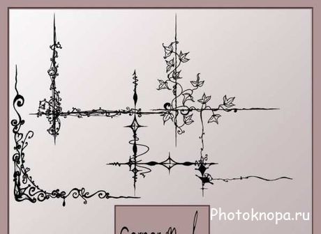 Кисти для фотошопа уголки с цветочными узорами Кисти для фотошопа уголки с цветочными узорами