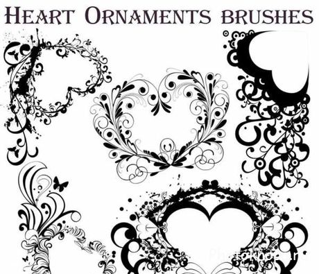 Цветочные сердечки кисти для фотошопа - Heart brushes