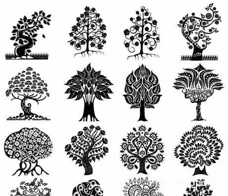 Силуэты декоративных деревьев в векторе - Silhouette of trees Силуэты декоративных деревьев в векторе - Silhouette of trees