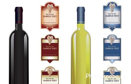 Бутылки и этикетки - векторный клипарт Бутылки и этикетки - векторный клипарт