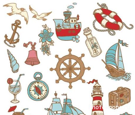 Морские иконки с животными в векторе Морские иконки с животными в векторе