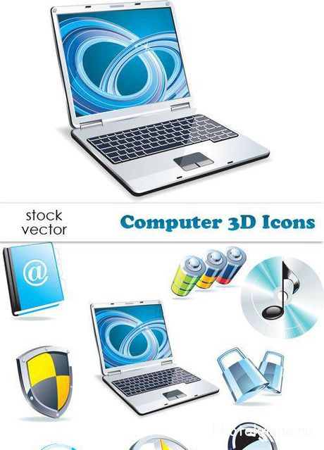 Компьютерные 3D иконки в векторе - 3D Icons Компьютерные 3D иконки в векторе - 3D Icons