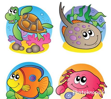 Морские животные векторный клипарт - Marine animals Vector Морские животные векторный клипарт - Marine animals Vector
