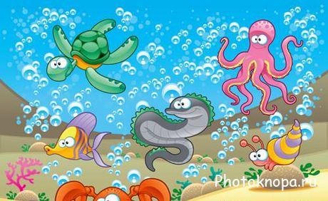 Морские животные векторный клипарт - Marine animals Vector Морские животные векторный клипарт - Marine animals Vector