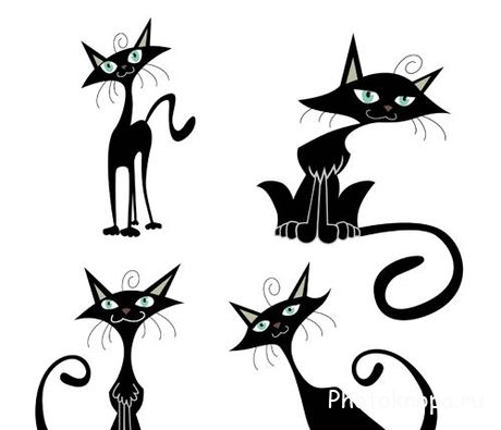 Черная кошка в векторе