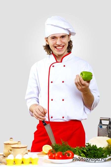 Повара на кухне готовят овощные блюда - растровый клипарт Повара на кухне готовят овощные блюда - растровый клипарт