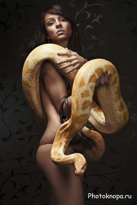 Девушка и змея - растровый клипарт