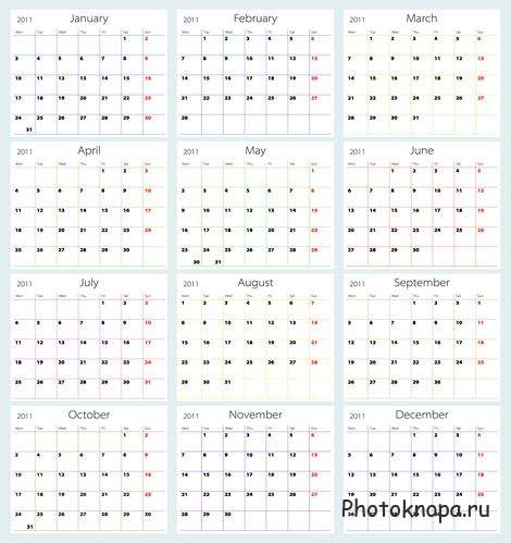 Цветные календари на 2011 год Цветные календари на 2011 год