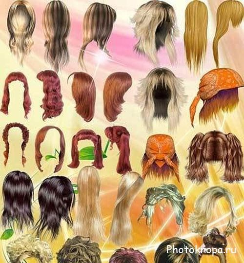 Женские волосы, парики и прически - PSD исходник для фотошопа